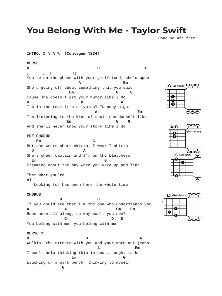 You Belong With Me - Taylor Swift | PDF | Song Structure, image size:768x1024