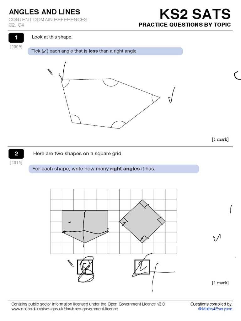 Angles and Lines Questions | PDF | Rectangle | Triangle