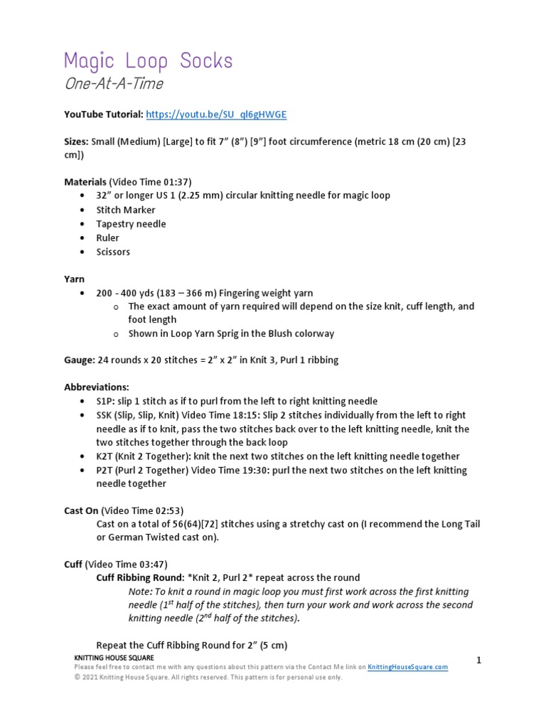 Magic Loop Sock Knitting Guide | PDF | Knitting | Knitting Needle