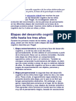 Las Etapas Del Desarrollo Cognitivo de Los Niños Elaboradas Por Jean Piaget o Hasta Los 3 Años