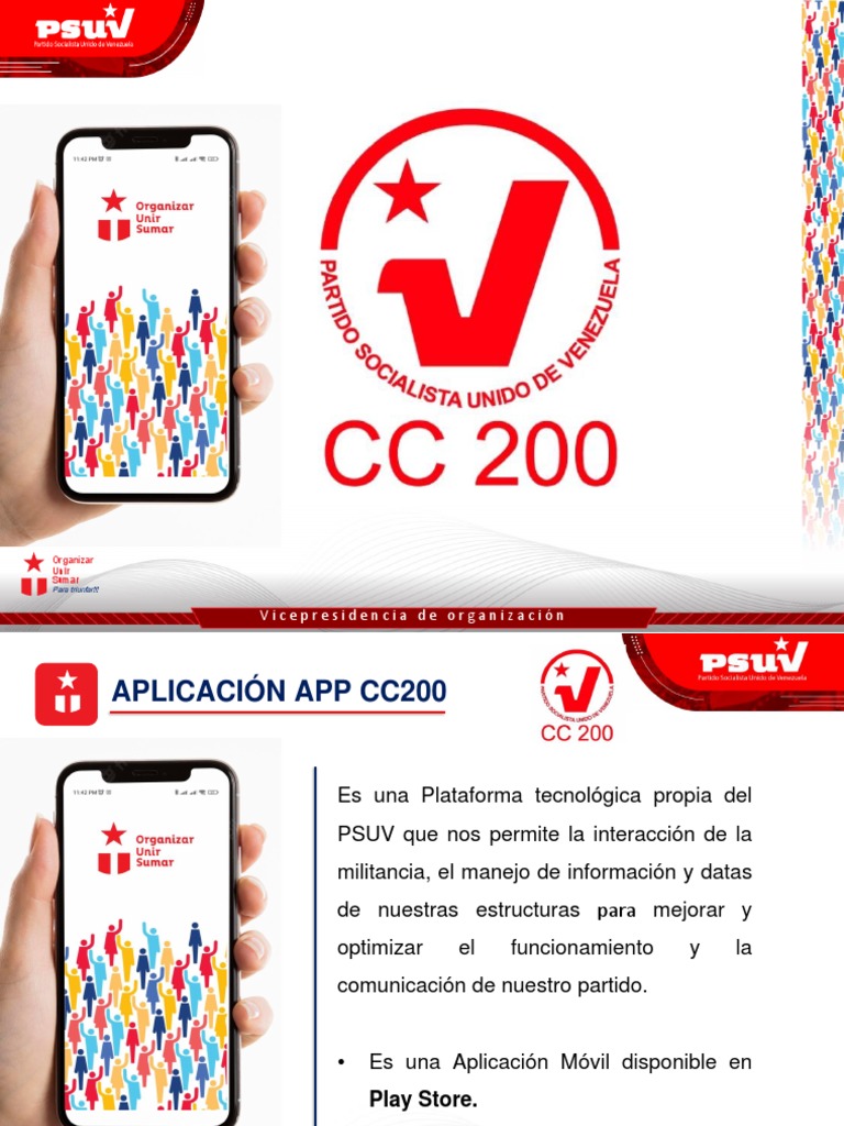 Guía de Uso de la App CC200 PSUV | PDF | Aplicación movil | Software de ...