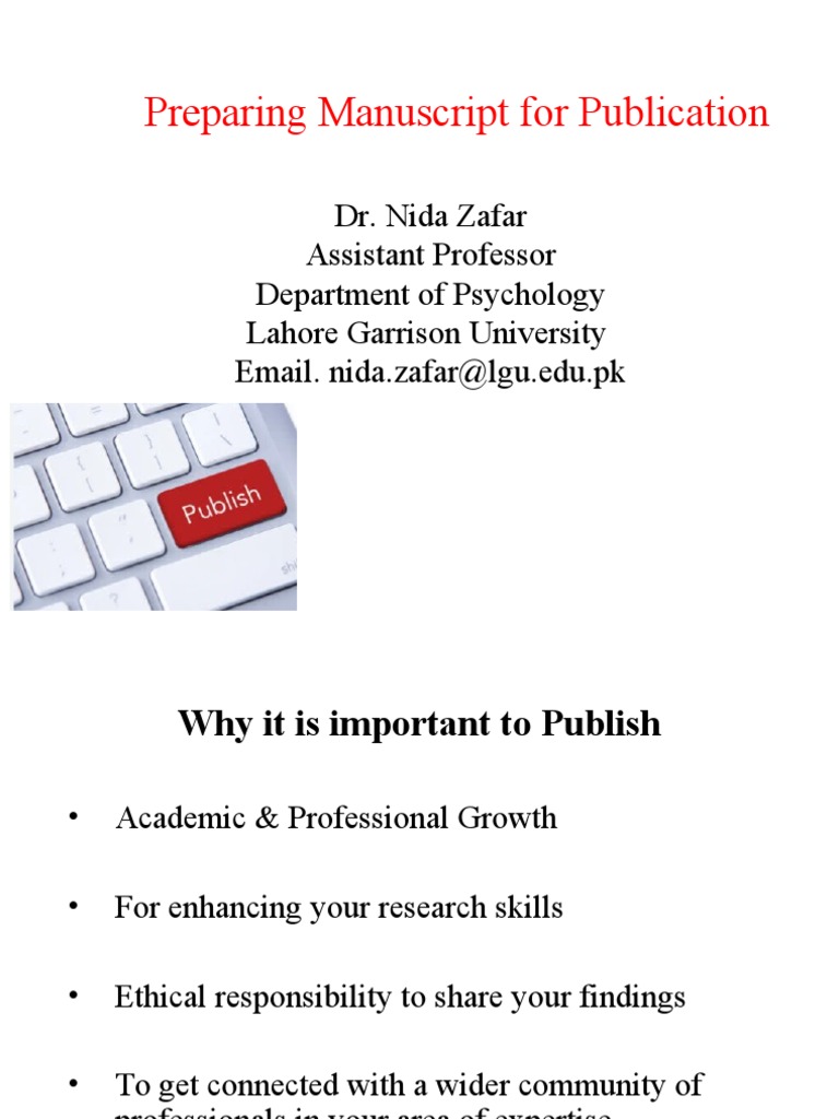 Preparing manuscript for publication pdf