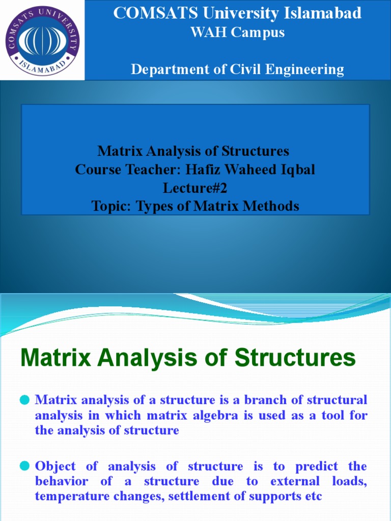 Matrix Analysis of Structures CEE305 Lec#2 | PDF