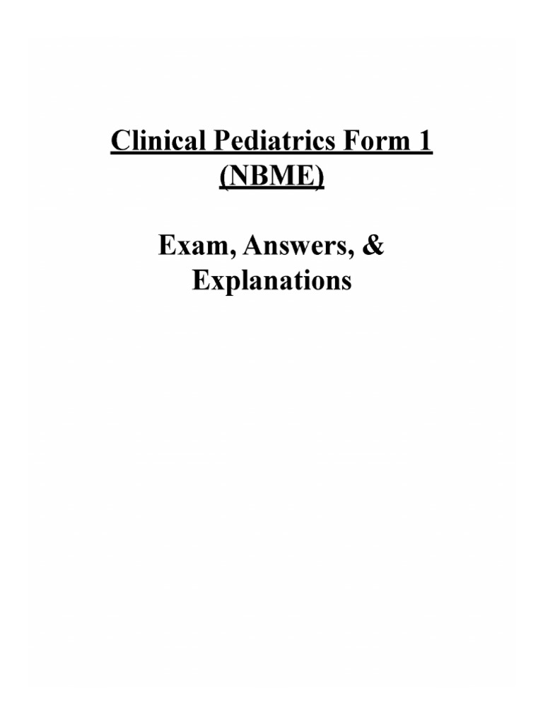 Form 1 questions pediatrics nbme pdf
