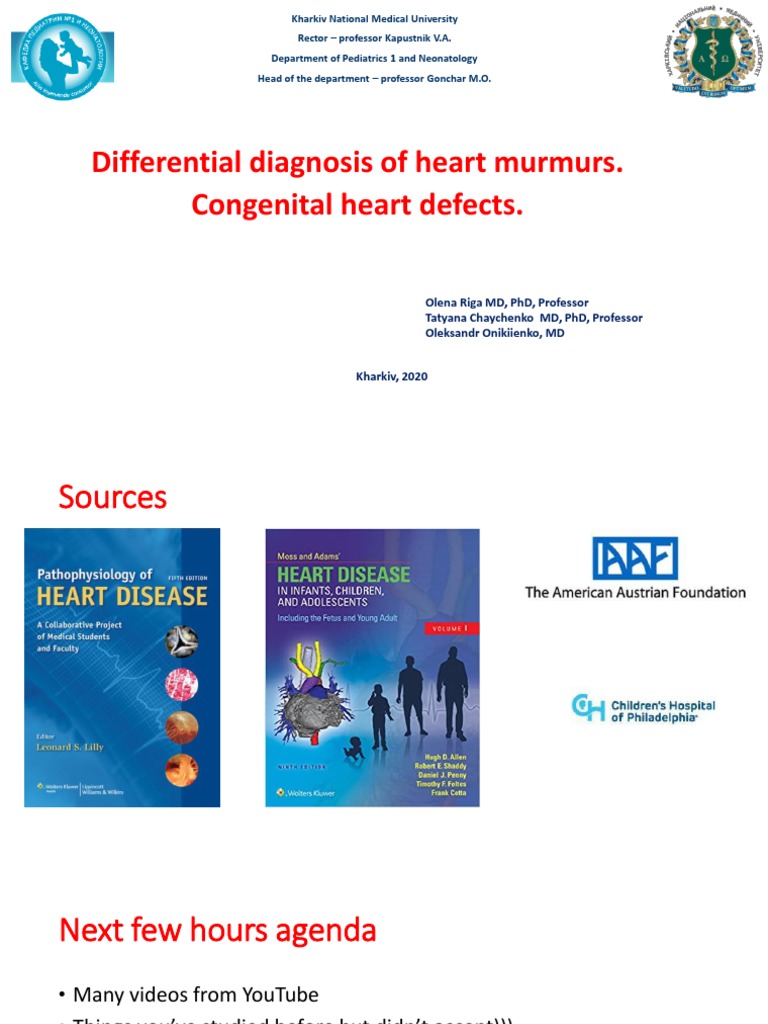 Differential Diagnosis of Heart Murmurs. Congenital Heart Defects PDF