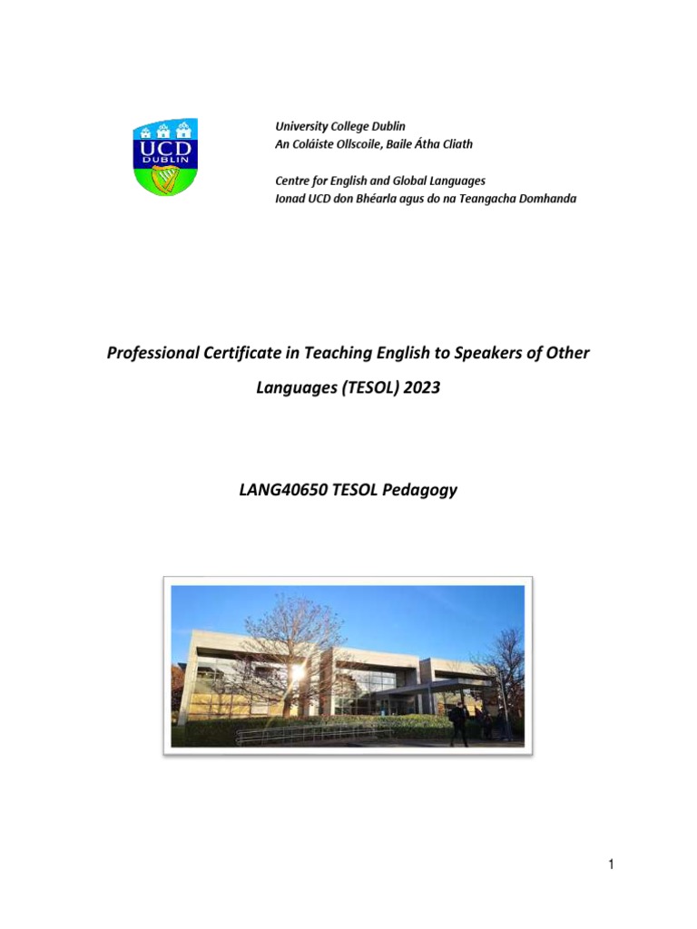 TESOL Pedagogy Certificate Overview | PDF | English As A Second Or ...