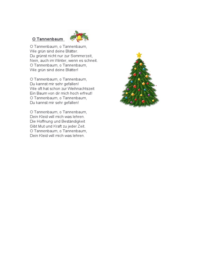 Oh Tannenbaum Liedtext PDF