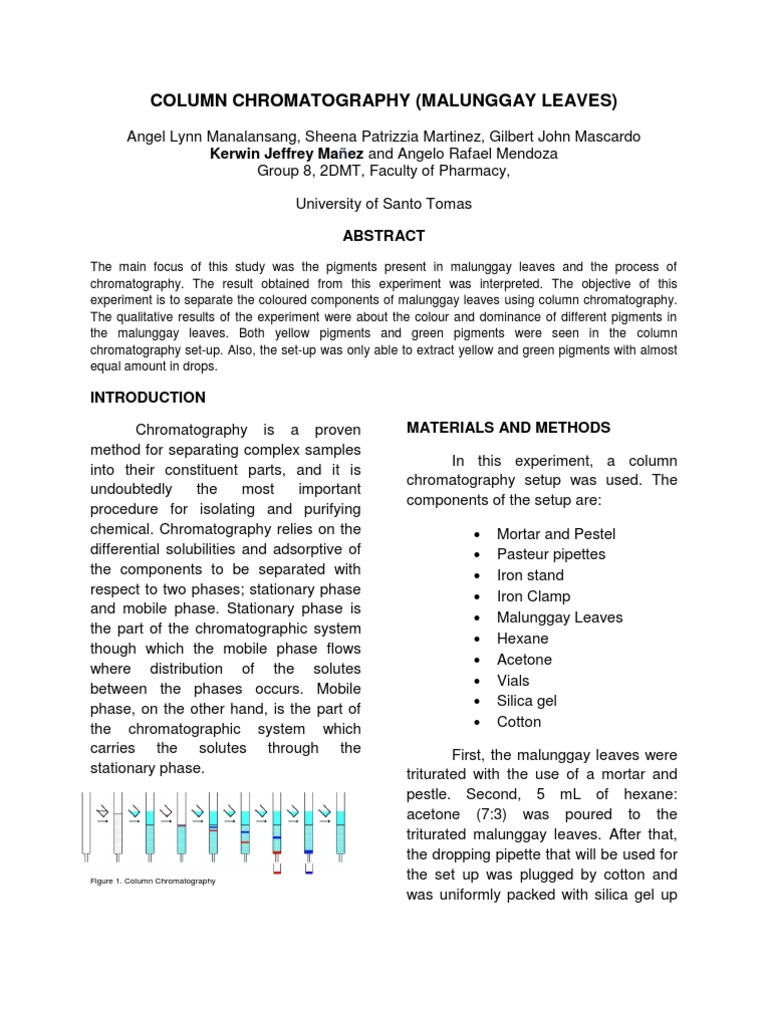 Column Chromatography PDF Chromatography Elution