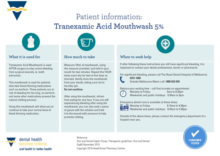 Tranexamic Acid Mouthwash | PDF | Clinical Medicine | Medical Specialties