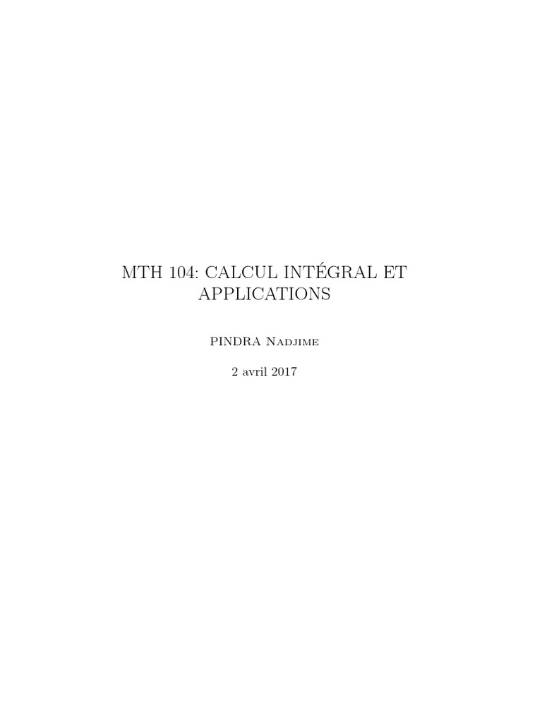 Calcul intégral et applications MTH 104 | PDF | Intégral | Fonction ...