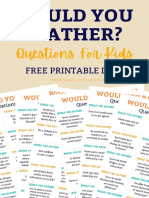 Funny Would You Rather Questions Printable