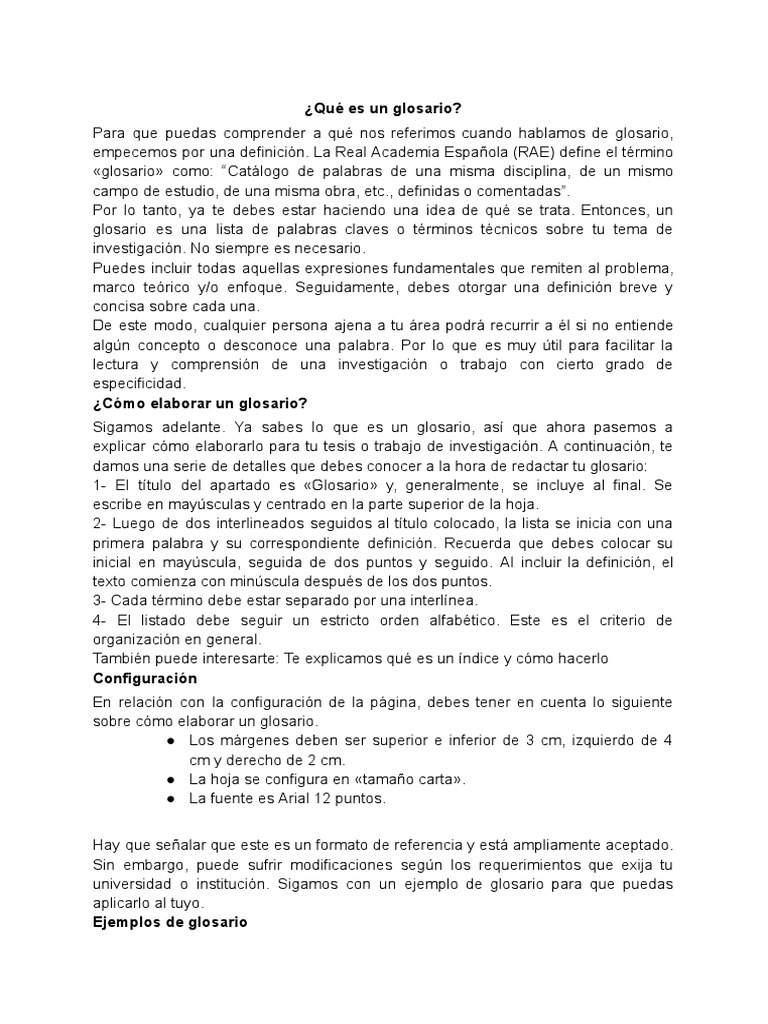 ¿Qué es un glosario | PDF | Palabra