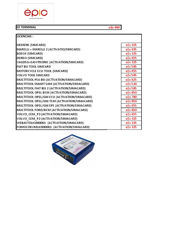 Io Terminal Lista de Precios PDF