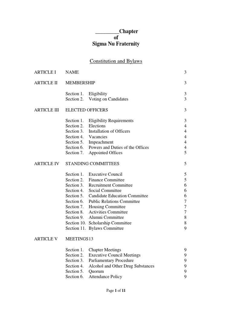 Chapter Bylaws Template | PDF | Committee | Impeachment