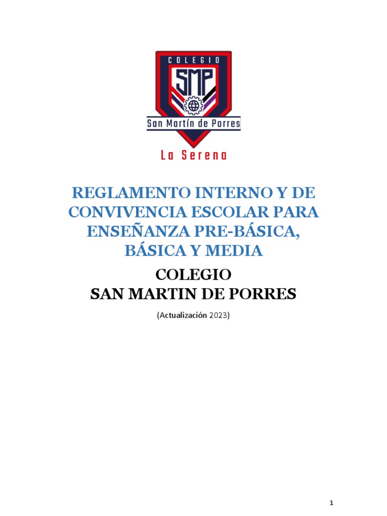 Manual de Convivencia Escolar 2023 V 1.0 | PDF | Regulación | Maestros