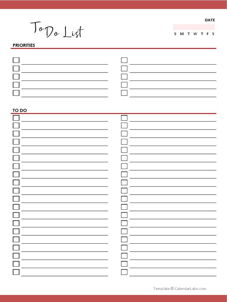 Weekly To-Do List Template PDF | PDF