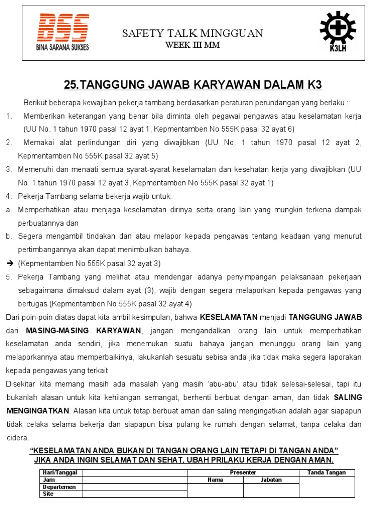 tanggung jawab karyawan