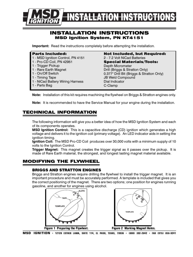 Installation of an MSD Ignition System for Small Engines A Stepby
