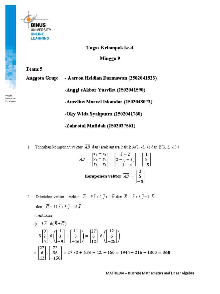 Vektor dan Matriks dalam Aljabar Linier | PDF | Metode & Bahan Ajar