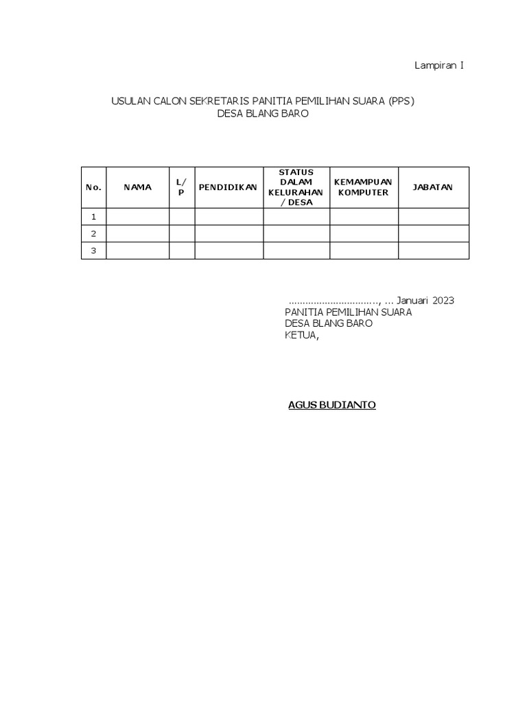 Form Sekretariat PPS | PDF