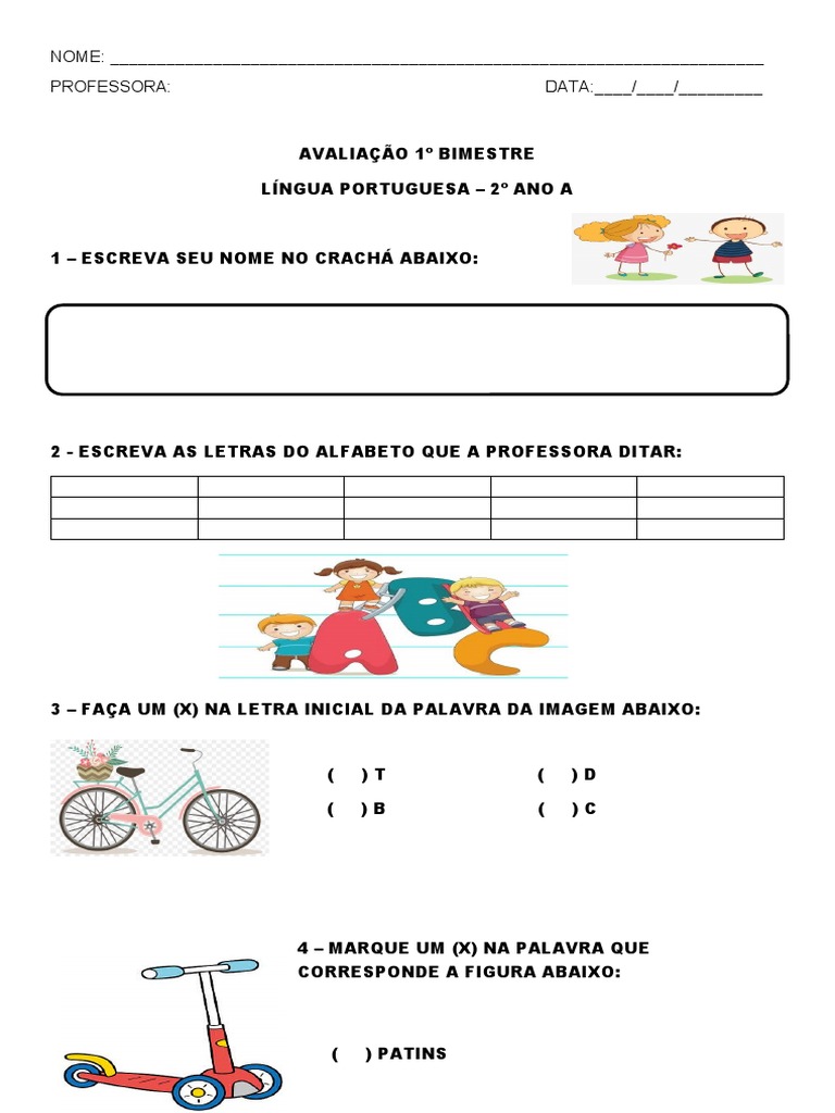 AVALIAÇÃO BIMESTRAL - 1 BIMESTRE | PDF