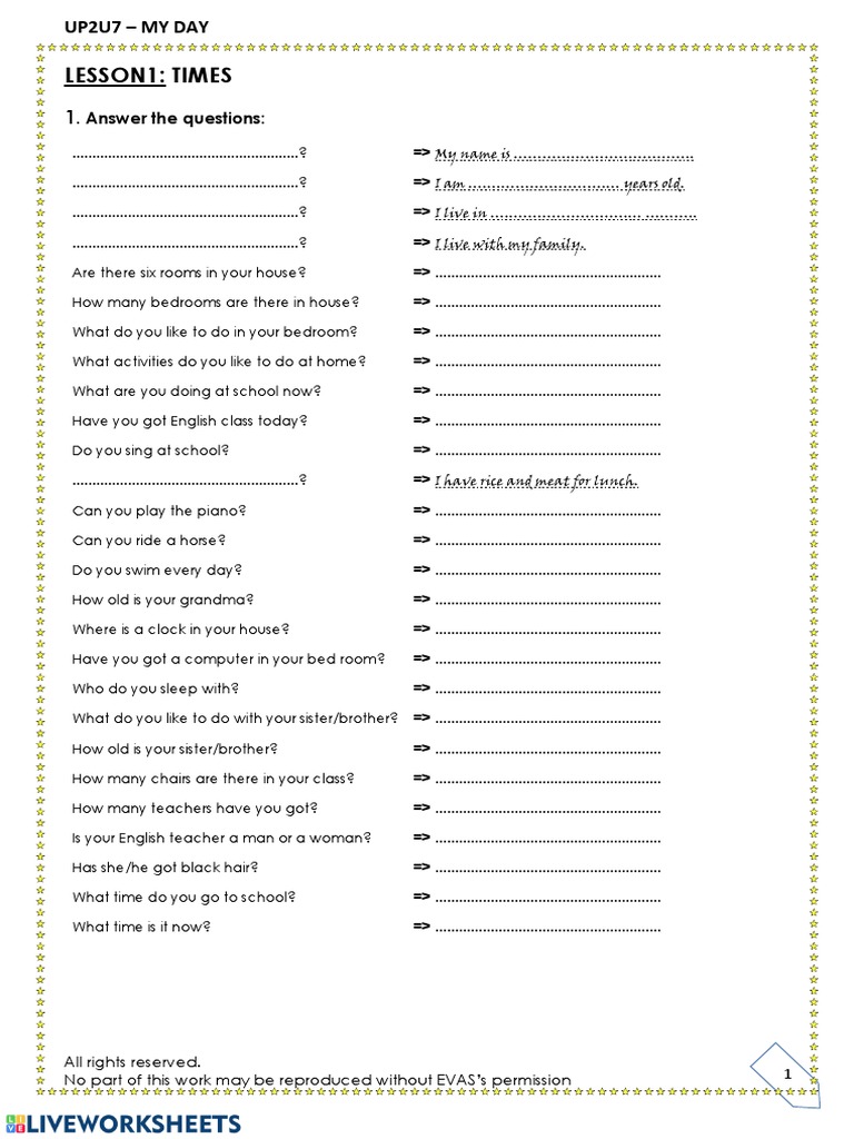 Kids' Daily Life Questions | PDF | Games & Activities | Cooking, Food ...