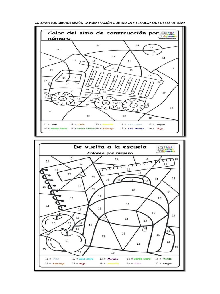 Colorea Los Dibujos Según Los Números Indicados | PDF