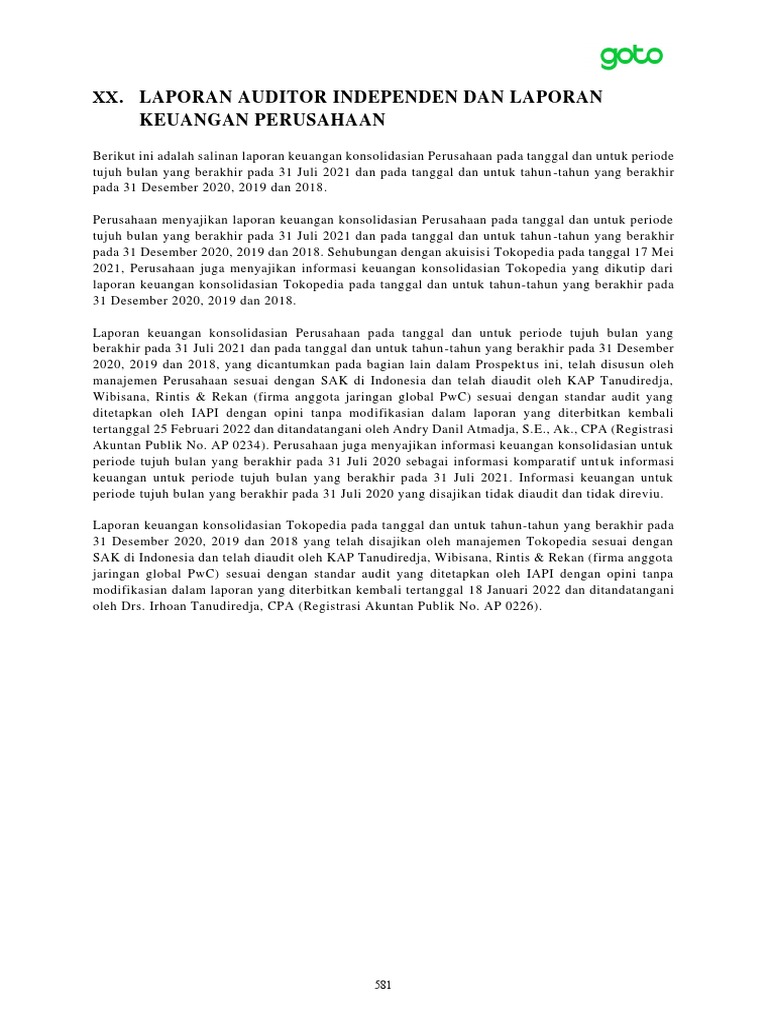 Laporan Keuangan Goto 2018 2021 Pdf