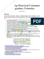 Memorizing of Historical Constants in Legendary Formulas