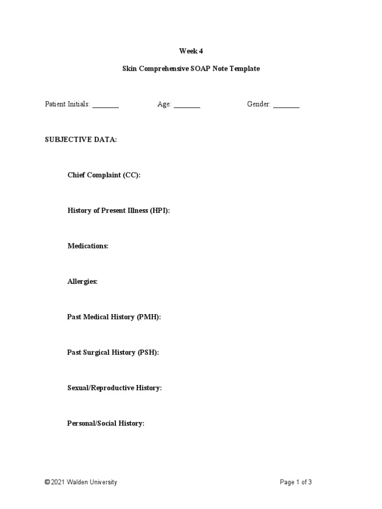 Dermatology SOAP Note Template | PDF | Wellness
