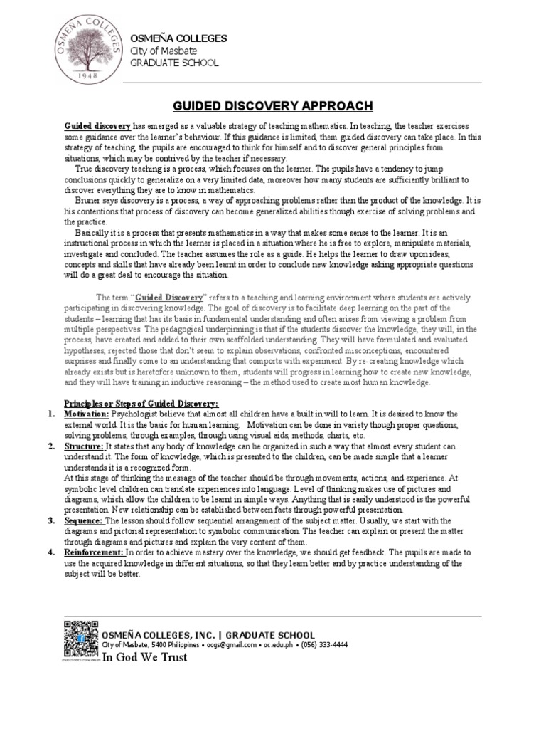 Guided Discovery in Mathematics Teaching | PDF | Learning | Knowledge