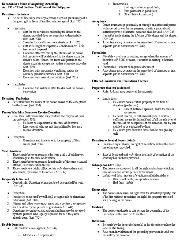 Donation As Mode of Acquiring Ownership | PDF | Taxes | Tax Deduction