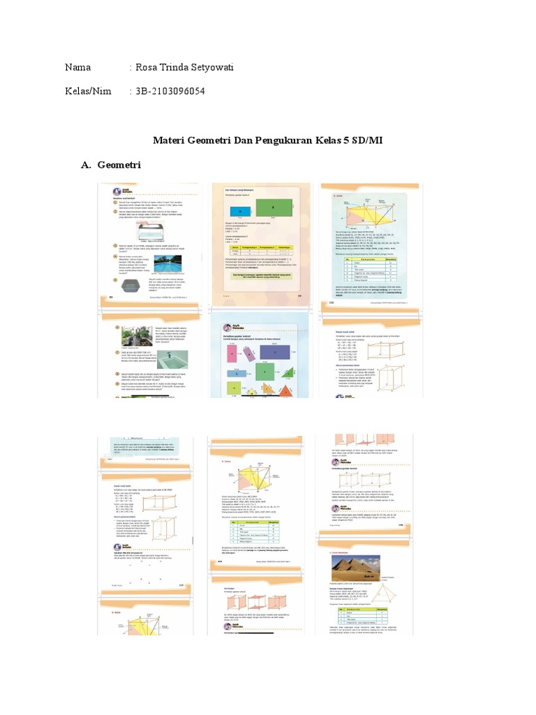 Resume Geometri dan Pengukuran Kelas 5 SD_Rosa | PDF