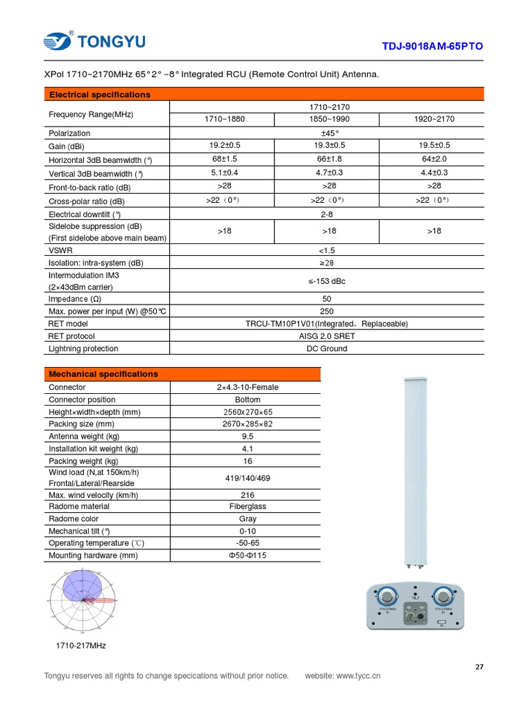 TDJ 9018am 65pto | PDF | Antenna (Radio) | Decibel