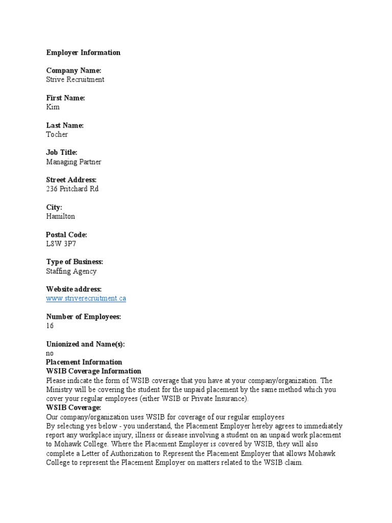 Strive Recruitment Employer Informationr18538880608243r | PDF ...