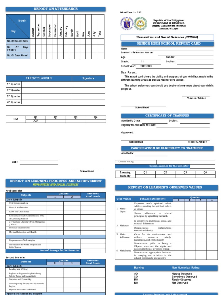 School form 9 pdf learning science