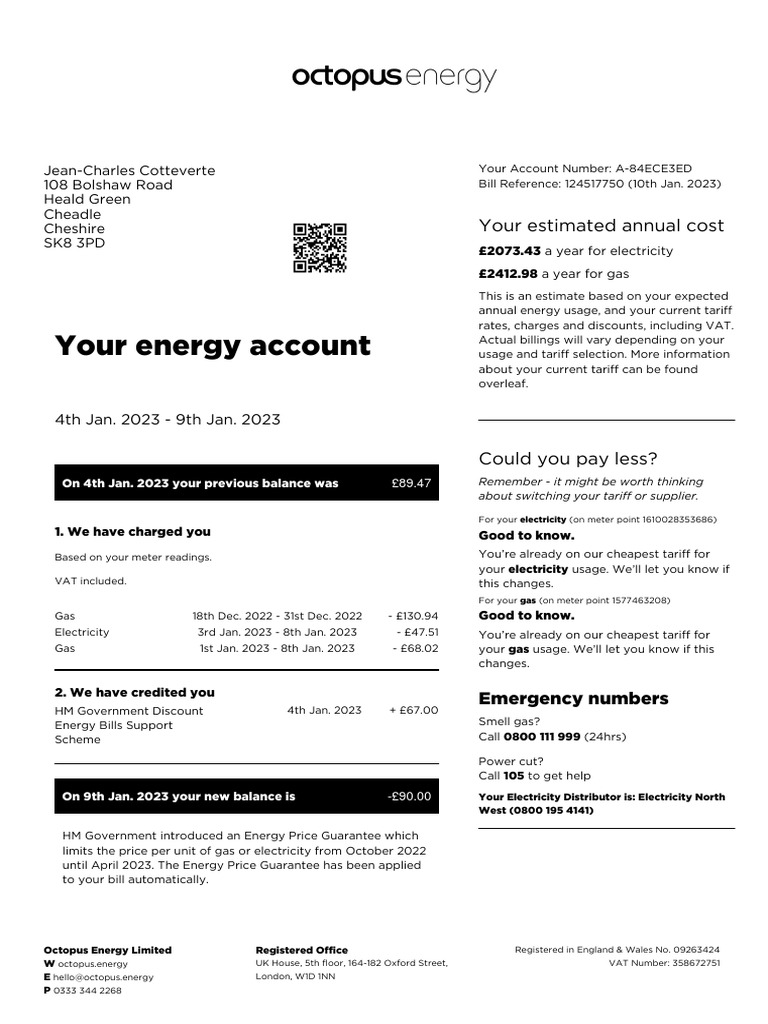 Octopus Energy Statement 2023 01 09 PDF Value Added Tax Gases