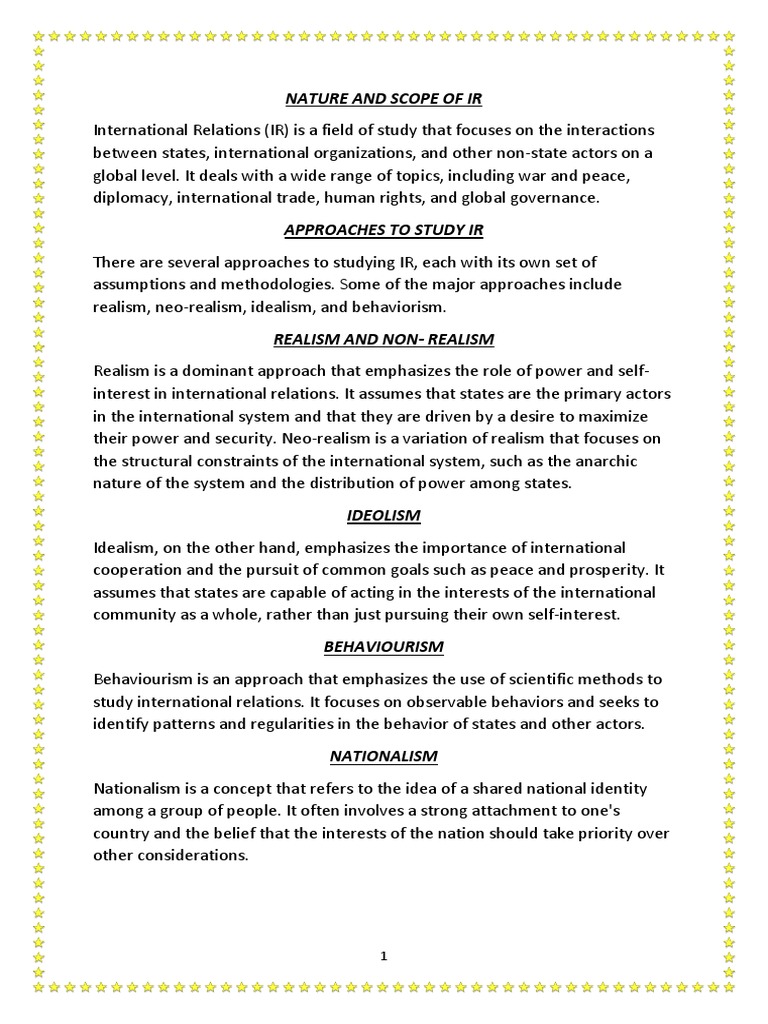 International Relations Notes by ASIM KHAN | PDF | International ...