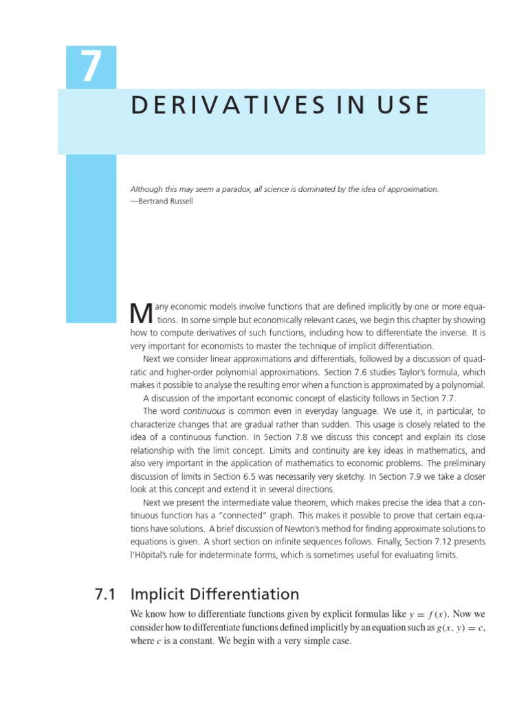 Section 7 - 1 Implicit Differentiation - SYDSAETER - FINAL - Indd | PDF
