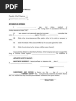 Sample of Affidavit of Witness