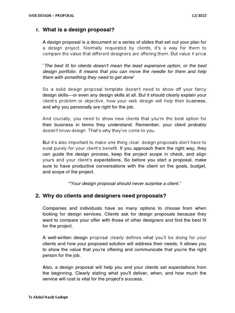 Web Design Proposal PDF Design Computing