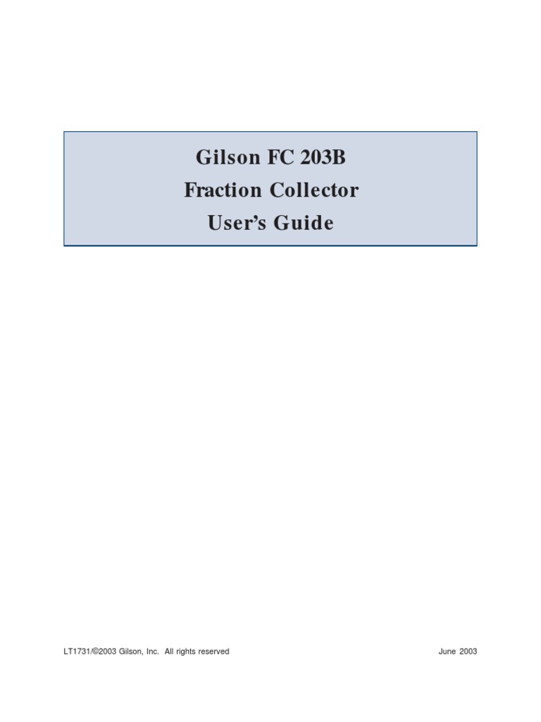 FC 203B Fraction Collector Users Guide | PDF | Electrical Connector ...
