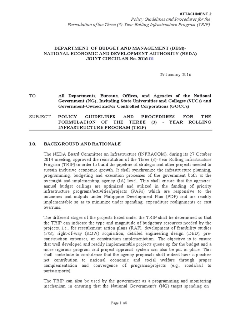 TRIP Policy Guidelines and Procedures | PDF | Infrastructure | Public ...