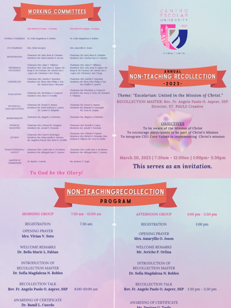 Final Programme - Non-Teaching Recollection | PDF