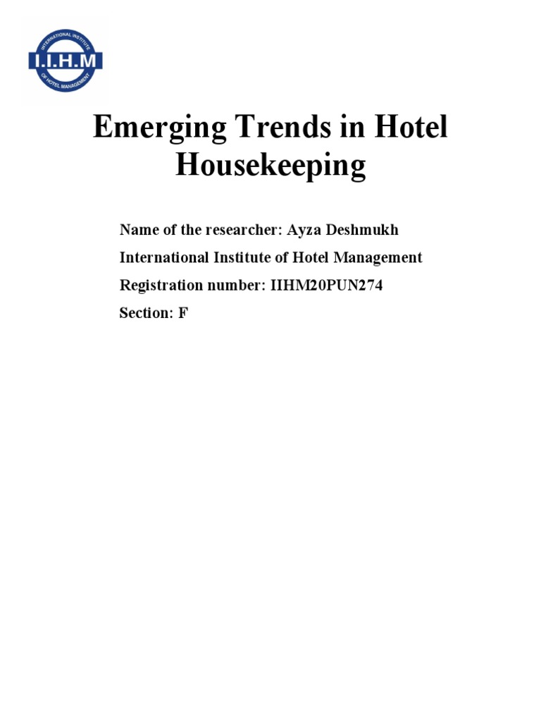 Emerging Trends in Hotel Housekeeping PDF Vacuum Cleaner Housekeeping