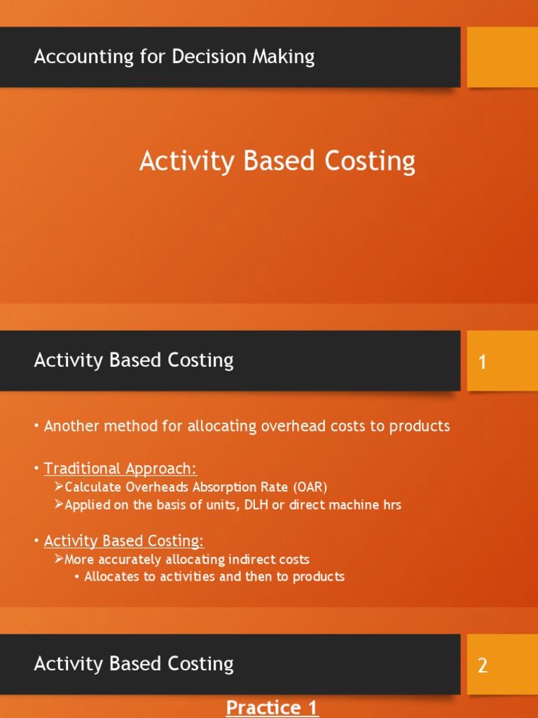 Activity Based Costing for Overhead Allocation | PDF | Cost | Business