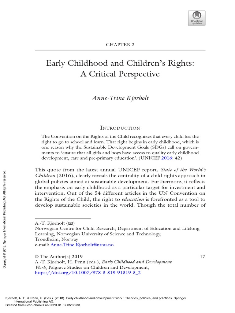 Early Childhood and Children's Rights: A Critical Perspective | PDF ...