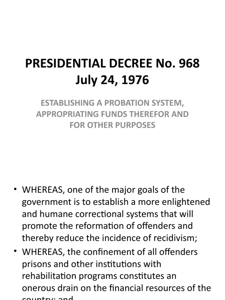 Presidential decree no pdf probation punishments