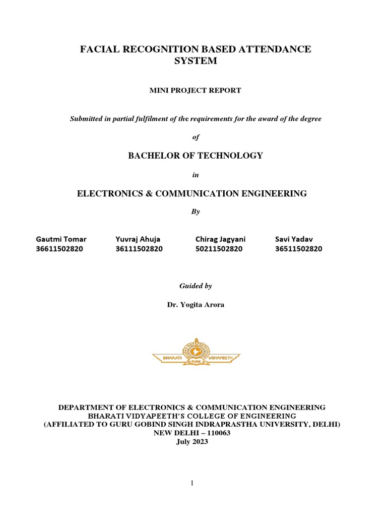 Mini Project Report Format | PDF | Biometrics | Computing
