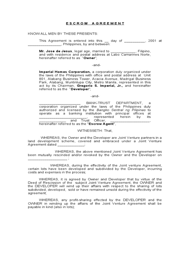 Agreement Escrow | Download Free PDF | Judgment (Law) | Justice